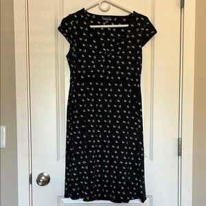 Toad & Co Rosemarie Dress Black and White Leaves Stretch Outdoor Medium